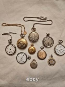10 Various Pocket Watch Lot for Parts or Repair