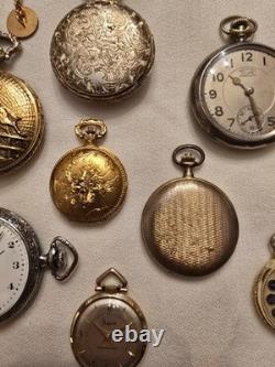10 Various Pocket Watch Lot for Parts or Repair