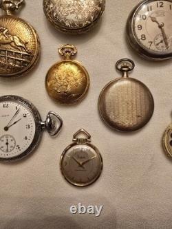10 Various Pocket Watch Lot for Parts or Repair