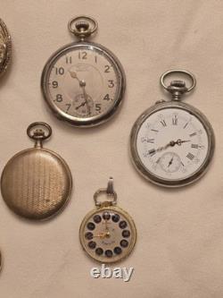 10 Various Pocket Watch Lot for Parts or Repair
