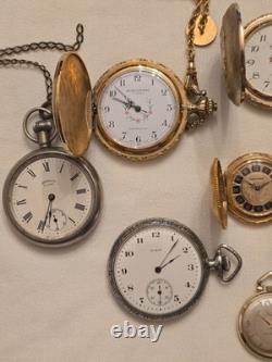 10 Various Pocket Watch Lot for Parts or Repair