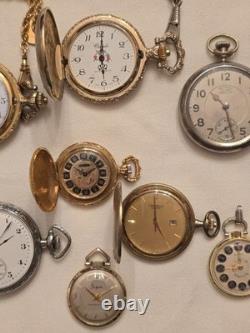 10 Various Pocket Watch Lot for Parts or Repair