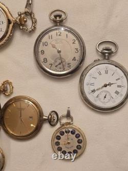 10 Various Pocket Watch Lot for Parts or Repair