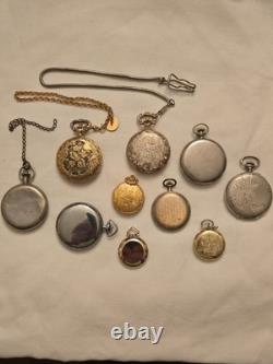 10 Various Pocket Watch Lot for Parts or Repair