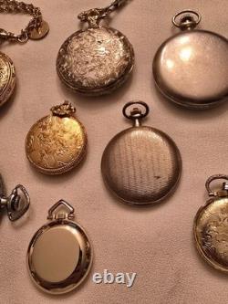 10 Various Pocket Watch Lot for Parts or Repair