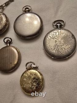 10 Various Pocket Watch Lot for Parts or Repair