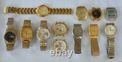 12-lot SEIKO QUARTZ Wristwatch for Parts or Repair 1970s 1980s incl Chronograph
