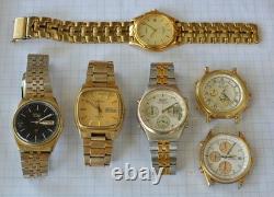 12-lot SEIKO QUARTZ Wristwatch for Parts or Repair 1970s 1980s incl Chronograph