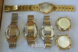 12-lot SEIKO QUARTZ Wristwatch for Parts or Repair 1970s 1980s incl Chronograph