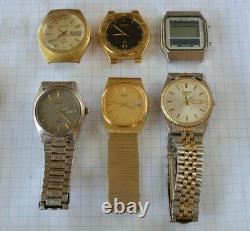 12-lot SEIKO QUARTZ Wristwatch for Parts or Repair 1970s 1980s incl Chronograph