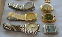 12-lot SEIKO QUARTZ Wristwatch for Parts or Repair 1970s 1980s incl Chronograph