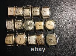 15 Elgin Wrist Watches All Not Working GF And Steel As Is For Parts Repair