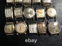 15 Elgin Wrist Watches All Not Working GF And Steel As Is For Parts Repair