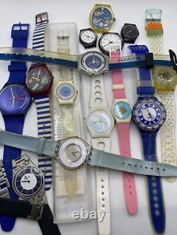 15 broken swatch watches some runing broken project Lot Men Women Collection