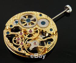 17 Jewels mechanical Analog gold Full Skeleton Hand Winding 6497 movement 004