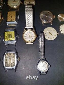 18 Vtg Mostly Wind Up Watches For Parts Or Repair Cardinal Caravelle Westclox