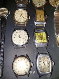 18 Vtg Mostly Wind Up Watches For Parts Or Repair Cardinal Caravelle Westclox