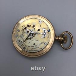 1897 Hampden Menlo Park Pocket Watch 17j 54mm BROKEN FOR PARTS OR REPAIR