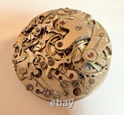 1940's Valjoux 77 Chronograph Watch Movement Fijo Dial Runs & Stops For Parts