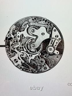1940's Valjoux 77 Chronograph Watch Movement Fijo Dial Runs & Stops For Parts
