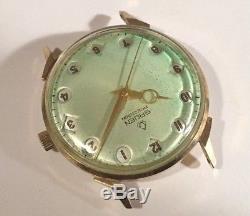 1960's Gruen Air Flight Jump Hour 14k Gold Pilots Wristwatch Original+Beauty
