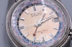 1969 Seiko World Time Perpetual Calendar Watch Steel, Tropical Dial 6117-6010