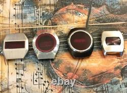 1970s Vintage Lot Red LED Digital Quartz Steel Watches For Parts or Repair