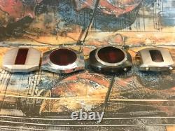1970s Vintage Lot Red LED Digital Quartz Steel Watches For Parts or Repair