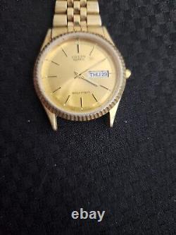 1986 Citizen 6100 Day Date Gold Plated Jubilee Bracelet Sunburst Gents Watch