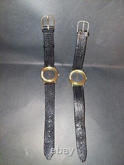 2 Vtg Waltham Wind Up Wrist Watches For Parts 1 Is Working Genuine Leather Strap