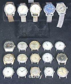 (20) Mens Watch Lot for Parts/Repair Timex Caravelle Diantus Vintage