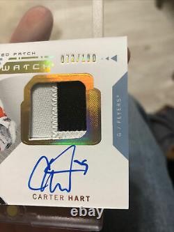 2018-19 SP Authentic Future Watch Auto Patch Rookie RC Carter Hart /100 damaged