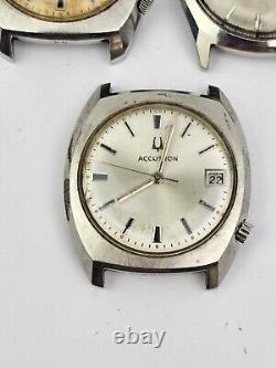 3 Vintage Mens Bulova Accutron 218 Stainless Watches For Repair 218D, 2181,2192