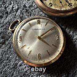 3 Vintage Pocket Watch Lot-for Parts/repair-Caravelle-Medana-Invar-10sz-12sz-16s