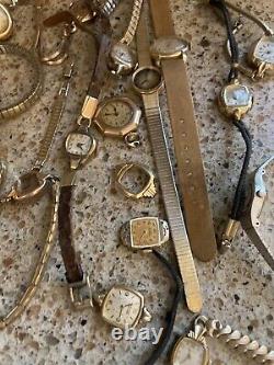 37 Watches Some Gold Filled Some Gold Plated, Some Parts. Many Are Vintage LH