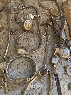 37 Watches Some Gold Filled Some Gold Plated, Some Parts. Many Are Vintage LH