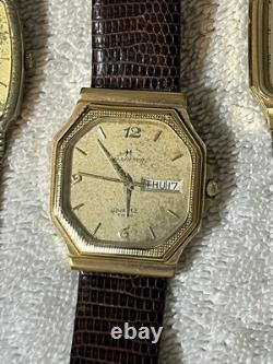 4 Hamilton Men's QUARTZ Watches FOR PARTS, NOT RUNNING Look Close