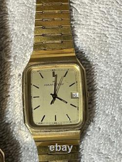 4 Hamilton Men's QUARTZ Watches FOR PARTS, NOT RUNNING Look Close