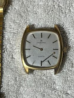 4 Hamilton Men's QUARTZ Watches FOR PARTS, NOT RUNNING Look Close