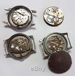 4 MILITARY WATCH LOT WRIST WATCHES BOUGHT FOR PARTS PART AS IS CIRCA 1940s or 50
