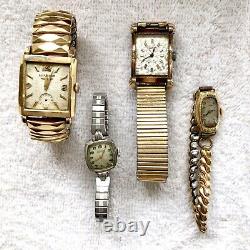 4 Vintage Watches Hamilton Hilton Gruen Longines Manual Watches Parts Repair Lot