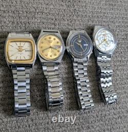 4 X Original 1980's Seiko 5 Automatic Watches For Repair / Parts 17/21 Jewels