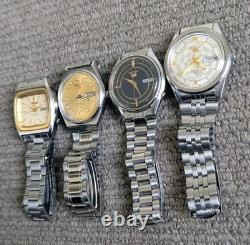 4 X Original 1980's Seiko 5 Automatic Watches For Repair / Parts 17/21 Jewels
