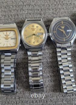 4 X Original 1980's Seiko 5 Automatic Watches For Repair / Parts 17/21 Jewels