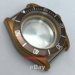 41mm Brass Plated Watch Case + coffee dial + hand fit ETA 2824 2836 movement C46