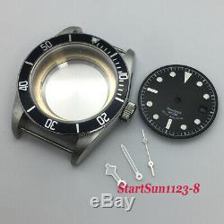 41mm Sapphire watch case black dial + watch hands fit ETA 2824 2836 movement