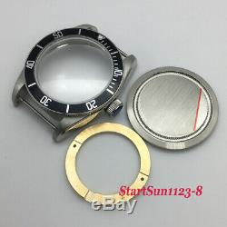 41mm Sapphire watch case black dial + watch hands fit ETA 2824 2836 movement