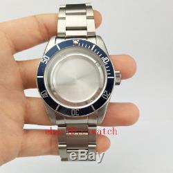 41mm Watch Case Black/Blue Bezel Fit Miyota 82 series ETA 2836/2824 Mingzhu 2813