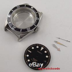 41mm black bezel sapphire glass Watch Case & dial & hand fit 2824 2836 MOVEMENT