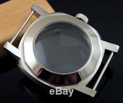 44mm stainless steel watch CASE fit eta 6497 6498 ST36 HAMILTON 917 921 movement